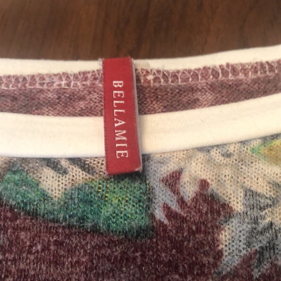 Floral top with white long sleeves with elbow patch detail. - Picture 2 of 4